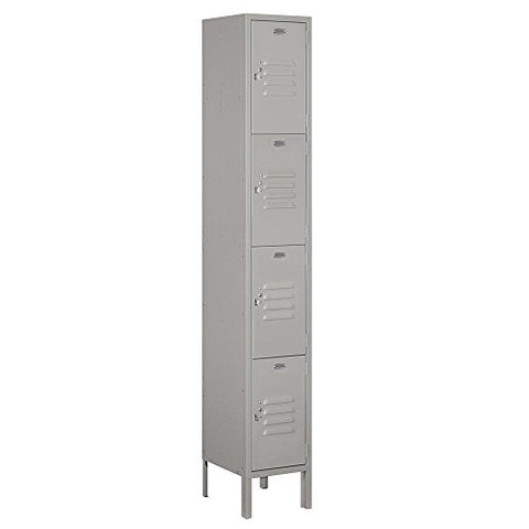 Salsbury Industries 64162GY-A 12" Four Tier Standard, 1 Wide x 6 Feet High x 12 Inches Deep, Assembled Metal Locker, Gray