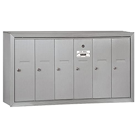 Vertical Mailbox - 6 Doors - Aluminum - Surface Mounted - USPS Access