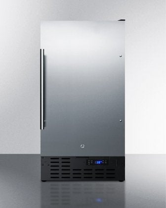 Summit Appliance FF1843BCSSADA ADA Compliant 18" Wide Built-In All-Refrigerator in Stainless Steel Exterior, Automatic Defrost, Digital Thermostat, Adjustable Chrome Shelves, LED Lighting, Front Lock
