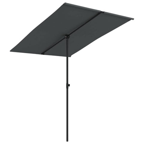 vidaXL Rectangular Outdoor Parasol with Aluminum Pole - Anthracite Fabric Garden/Patio/Deck Umbrella, 6.6'x4.9', UV Protection, 360-Degree Rotation, Height Adjustable