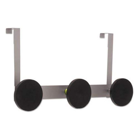 Over the Door Coat Hook Metal and Plastic 3 Pegs Black 20 lb Capacity