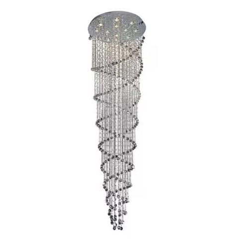 CWI Lighting Double Spiral 32'' 12-Light Flush Mount with Chrome Finish – for Stairwell, Foyer, Living Room – GU10 LED Compatible – Luxurious Crystal Spiral Design