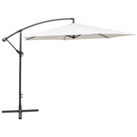 vidaXL Cantilever Umbrella 118.1" - UV-Proof Polyester Canopy, Sand White, Wind Vent, Easy Crank Mechanism, Steel Fittings, Perfect for Garden and Patio