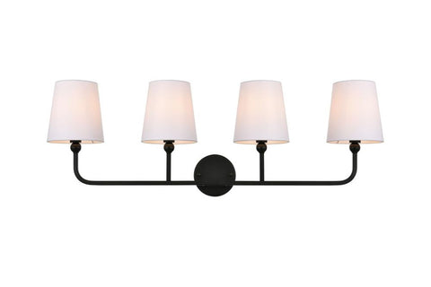 Living District Colson 4-Light Metal & Fabric Bath Sconce in Black/White