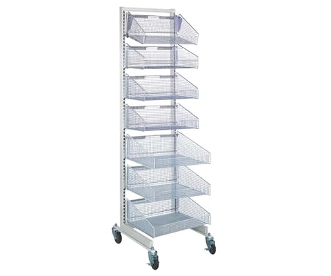 QUANTUM STORAGE SYSTEMS WS-SS18-3S3L Wheels Heavy Duty PARtition Basket Wall Systems 6 Baskets 74" H x 18" W x 26" D