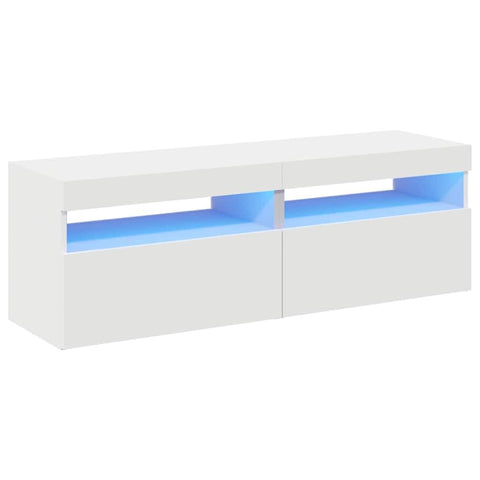 vidaXL TV Cabinets with LED Lights 2 pcs White 23.6"x13.8"x15.7"