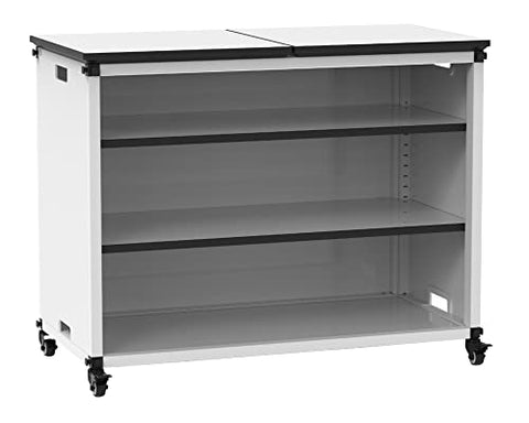 Modular Classroom Bookshelf - Wide Module with Casters and Tabletop - Black
