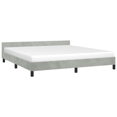 vidaXL Velvet Bed Frame Platform Bed, Scandinavian Style/Slats Support/No Box Spring Needed/Without Mattress/Easy Assembly, Light Grey California King Bed