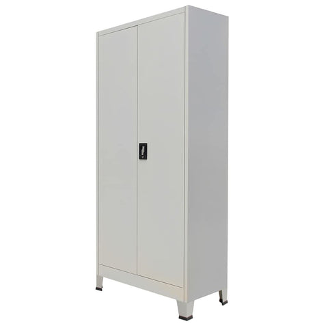 vidaXL Office Cabinet, File Cabinet for Home Living Room School, Filing Cabinet with 2 Doors, Under Desk, Industrial Modern Style, Steel Gray