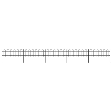 vidaXL Garden Fence, Fence Wall for Outdoor Balcony Patio Backyard Lawn, Privacy Screen with Hoop Top, Fence Panel Border, Steel 27.9' Black