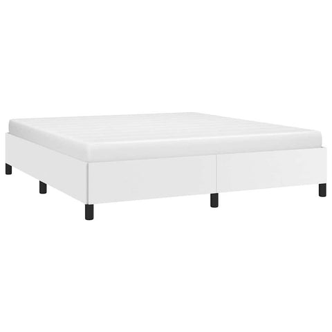 vidaXL King Size Bed Frame with Plywood Slats, Platform Bed Frame, Faux Leather Upholstered Mattress Foundation, No Box Spring Needed & Easy Assembly, White, Without Mattress