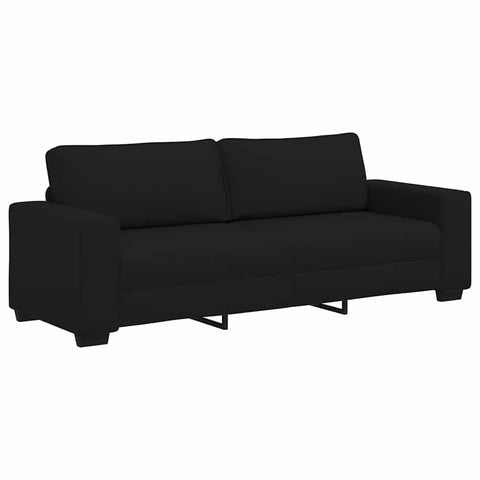 vidaXL 3-Seater Sofa - Black Polyester Couch with Wide Armrests - Modern Upholstered Lounge for Living Room, Office, Guest Room - 70.9" Seating Width, Sturdy Frame for Comfort