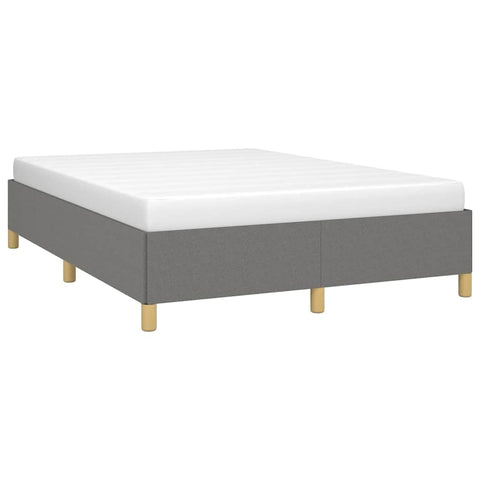 vidaXL Queen Size Bed Frame with Plywood Slats, Platform Bed Frame, Fabric Upholstered Mattress Foundation, No Box Spring Needed & Easy Assembly, Dark Gray, Without Mattress