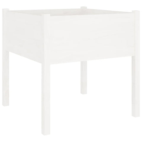 vidaXL Planter Outdoor Raised Garden Bed Flower Box with Legs Solid Wood Pine White 1 pcs
