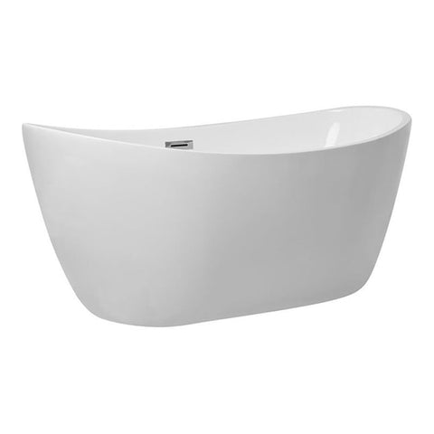 Elegant Decor Indoor Modern 54 inch soaking double slipper bathtub in glossy white