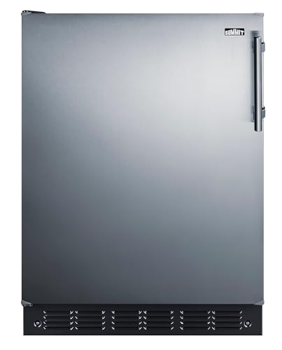 Summit FF708BLSSADALHD 24” Wide ADA Under Counter Refrigerator 5.1 cu.ft. Made in Europe with Automatic Defrost Operation, Reversible Stainless-Steel Door, Deluxe black interior (ADA Left Hand Door)