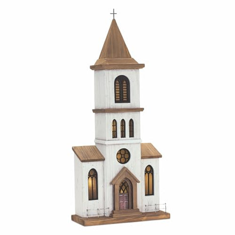 Melrose Wood and Iron Church with Brown Finish 85413DS