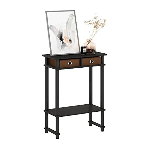 Furinno Turn-N-Tube Tall-Wide Hallway Console Table with Bin Espresso/Brown