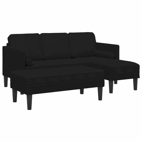 vidaXL Sofa Set with Cushion 2 pcs Black Polyester, Chic Velvet Sofa Set for Your Living Room, Modular, Rectangular, Adjustable, Perfect for Indoor Comfort