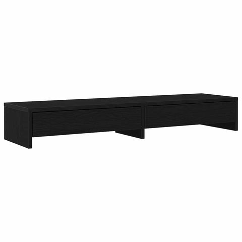 vidaXL Monitor Stand with Drawers Black Oak 100x27x5.9 Engineered Wood