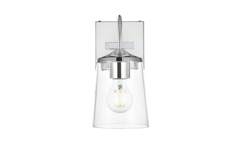 Living District Avani 1-Light Iron & Glass Bath Sconce in Chrome and Clear