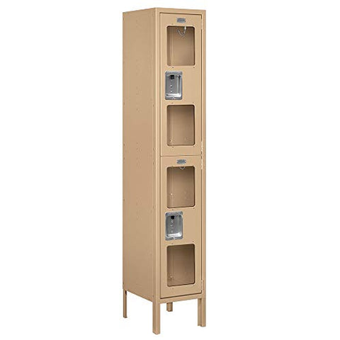 Salsbury Industries S-62152TN-U 12" Double Tier, 1 Wide x 5 Feet High x 12 Inches Deep, Unassembled See-Through Metal Locker, Tan