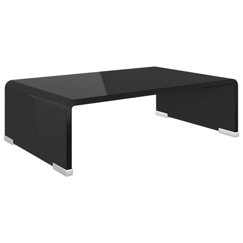 vidaXL Glass TV Stand - Black - Modern Multimedia Unit & Monitor Riser - Desktop, Laptop, Television, Receiver, Consoles - Tempered Glass for Safety & Durability - 15.7"x9.8"x4.3"