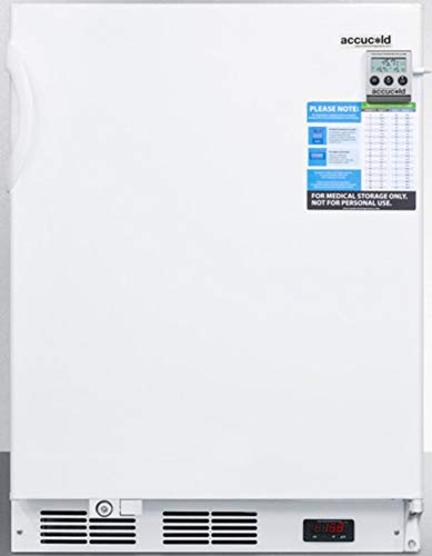 Summit Appliance VT65MLBIVACADA ADA Compliant Built-in Undercounter Vaccine All-Freezer with Digital Thermostat, Temperature Alarm, Self-closing Door, Lock, Hospital Grade Cord and White Exterior