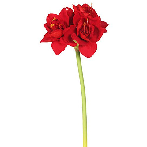 Vickerman 28" Artificial Single Red Velvet Amaryllis Stem, Set of 3