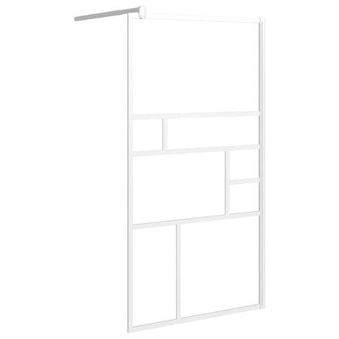 vidaXL Modern Walk-In Shower Wall with Adjustable ESG Glass, White - Premium Quality Construction, Easy to Clean And Assemble - Fits All Bathroom Size and Layout