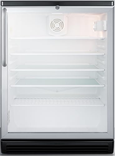 Summit Appliance SCR600BGLTB 24-Inch Wide Beverage Center - Black; Commercially Approved; Double Pane Tempered Glass Door; CARB Compliant; RHD (Right-Hand Door Swing)