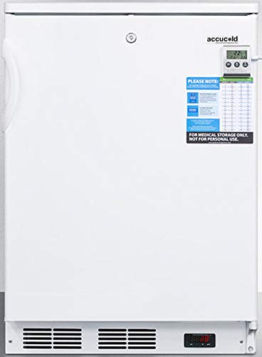 Summit Appliance FF7LWBIVAC Built-in Undercounter Medical All-Refrigerator for Temperature Stable Medical Storage with Interior Basket Drawers, Internal Fan, Lock, and White Exterior
