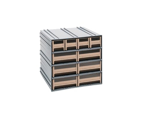 Quantum QIC-4163IV Interlocking Gray Storage Cabinet with 10 Ivory Drawers, 11.38-Inch by 11-3/4-Inch by 11-Inch