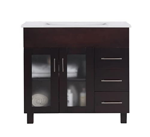 Laviva Nova 36 - Brown Cabinet Ceramic Basin Countertop
