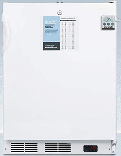 Summit Appliance Accucold FF6LWBIPLUS2ADA 24-Inch Wide Built-In All-Refrigerator - ADA Compliant; White; NIST Calibrated Temperature Display; Digital Thermostat; RHD (Right-Hand Door Swing)