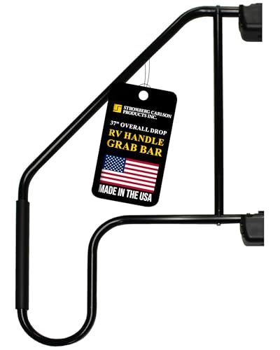Stromberg Carlson AM-533 Lend-A-Hand Extended Assist Rail - RV Handrail, RV Handle Grab Bar by Door, Camper Hand Rail, RV Step Handrail, Trailer Door Handle, Grab Handle, 37" Overall Drop, Black