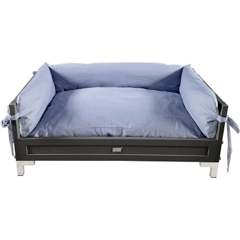 New Age Pet ECOFLEX Manhattan Raised Dog Bed, Moisture Resistant Frame with Stainless Steel Accents, Memory Foam Cushion, Espresso Black, X-Large