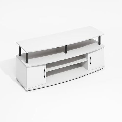 Furinno JAYA Large Entertainment Center Hold up to 55-IN TV Plain White/Black
