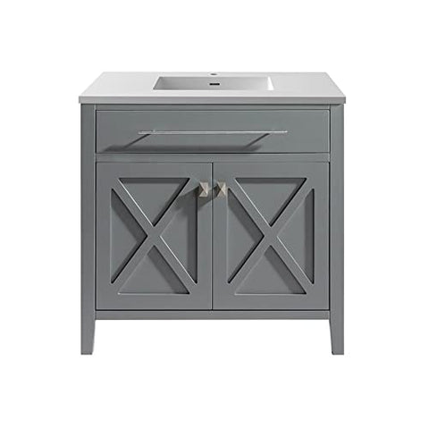 Wimbledon, 36, Gry Cabinet Matte WHT Viva Stone Surface COUNTERTOP