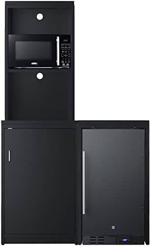 Summit Appliance CWSUITE43R 43" Wide Casework Suite, Black; Refrigerator and Microwave Included; ADA Compliant Countertop Height; Leveling Legs; Versatile Configuration; Each Cabinet Ships Assembled