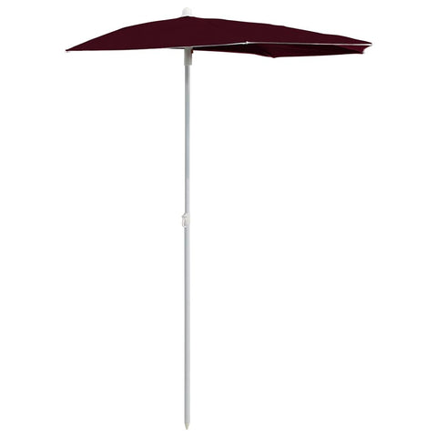 vidaXL Garden Half Parasol with Pole - Bordeaux Red Outdoor Umbrella made of UV Protective, Anti-fade Polyester Material with Sturdy Steel Structure.