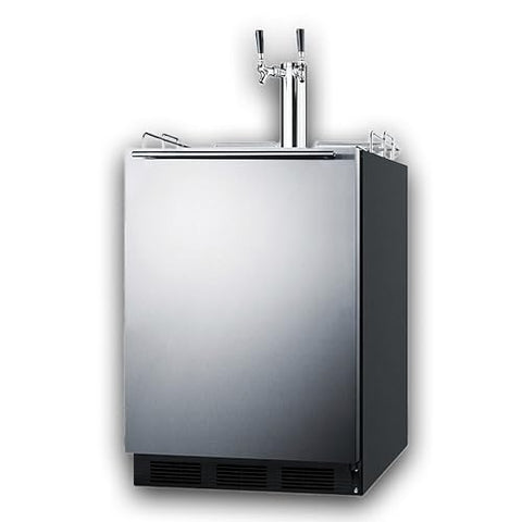 Summit 24" Beer & Coffee Kegerator, Combination Dual Tap Kit, ADA Compliant, Stainless Steel- SBC58BLBIADATWINCFB