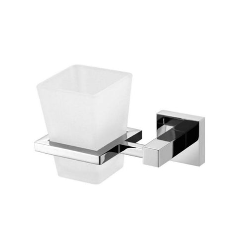 Oakestry Aqua Piazza Wall Mount Frosted Glass Tumbler Holder Brushed 304 Stainless Steel Concealed Hardware Rust Resistant Finish Bathroom Accessory