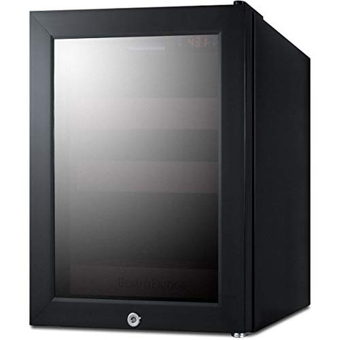 Summit Appliance LX114LPT1 BeautiFridge Compact Cosmetics Cooler, 0.85 cu.ft Capacity, 14" Wide, Automatic Defrost, LED lighting, Factory Installed Lock, Adjustable Shelves In A Matte Blush Finish