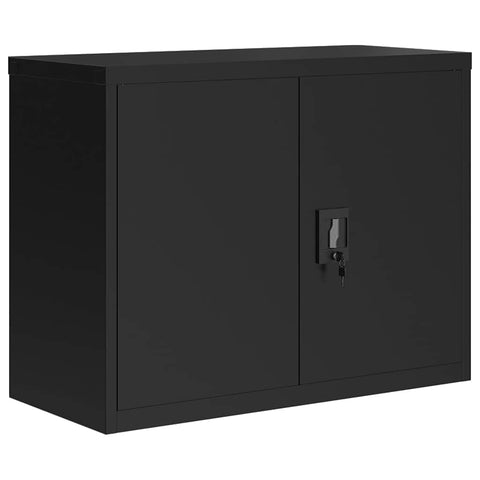 vidaXL Black Steel File Cabinet - Sleek Modern Design with Adjustable Shelf, Lockable Doors, Durable Powder-Coated Steel Construction - 35.4"x15.7"x27.6" Dimensions