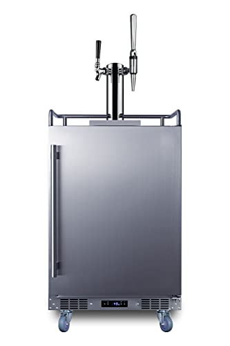 Summit Appliance SBC682CMTWIN 24" Wide Built-in Cold Brew/Nitro-Infused Coffee Kegerator, Stout and Standard System, 5.6 cu.ft Interior, Complete Dual Tap Kit, Automatic Defrost, Digital Thermostat