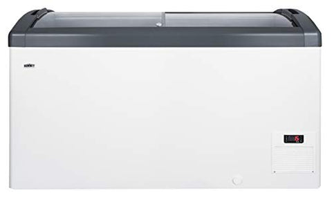 Summit Appliance FOCUS151 Commercial Curved Top Chest Freezer, Angled Top, Digital Thermostat, Sliding Glass Lid, Manual Defrost, Removable Lock, 3" Thick Insulation, 14.8 cu.ft Capacity