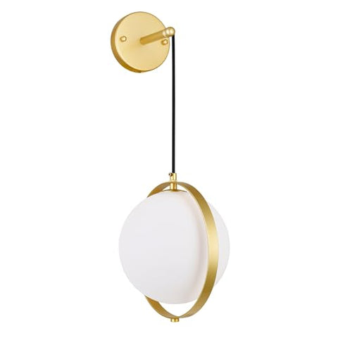 CWI Lighting Da Vinci 1-Light Wall Sconce with Brass Finish for Bathroom, Hallway, Porch – G9 LED Compatible – Frosted Glass Globe, Modern Minimalist Design