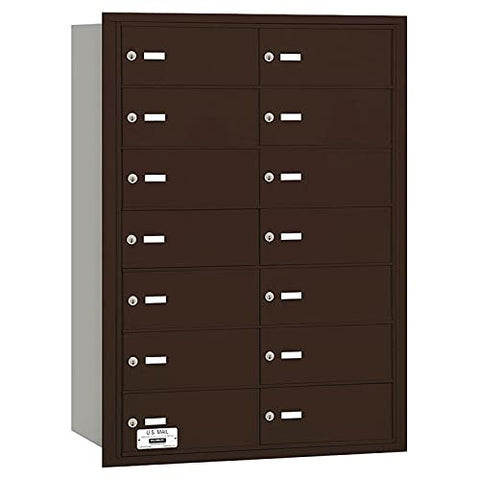 Salsbury Industries 3614ZRP 4B Plus Horizontal Mailbox, 14 B Doors, Rear Loading, Private Access, Bronze