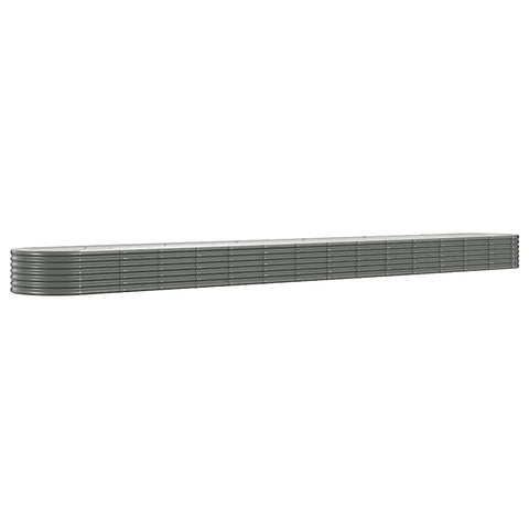 vidaXL Gray Garden Raised Bed, Powder-Coated Steel Construction, 244.1"x31.5"x14.2", Oval Shape Design for Garden, Balcony, Patio DÃ©cor